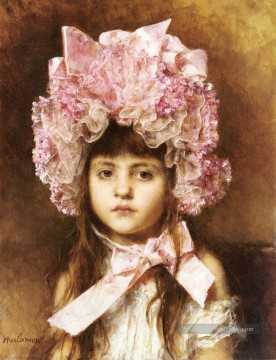 rose Art - Le portrait de la fille de Bonnet Rose Alexei Harlamov